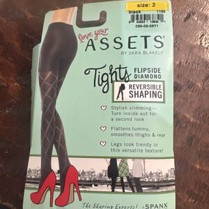 SPANX LOVE YOUR ASSETS FLIPSIDE DIAMOND REVERSIBLE SHAPING TIGHTS Size 2  BLACK